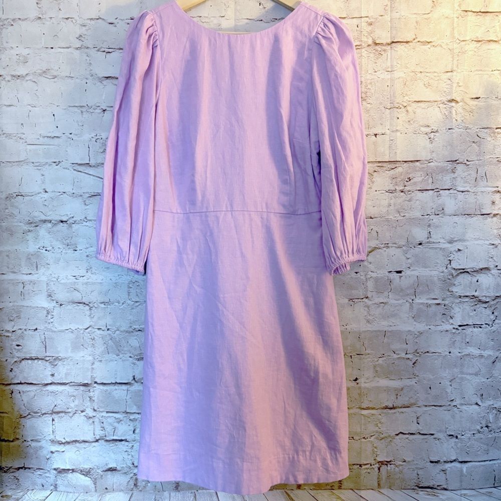 Ann Taylor Linen blend puff sleeve dress